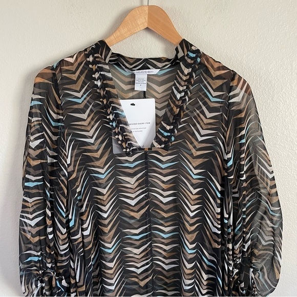 Diane Von Furstenberg Kipling Caftan Beach Cover Up Geometric Print Size 4 - Picture 3 of 17